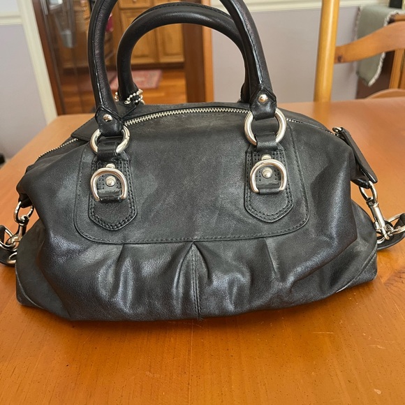 Coach F15447 Ashley Leather Handbag silver/black - Picture 2 of 6